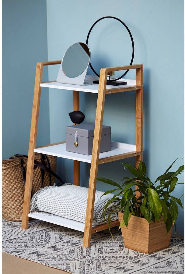 Wenko Opbergrek Finja 43 X 76 X 36 Cm Bamboe hout Wit - Foto 5