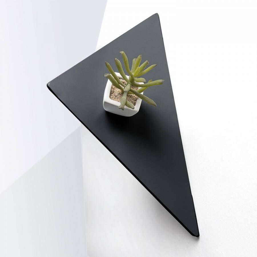Kave Home Schilderij Teg wandplank prisma in staal met zwarte afwerking 40 x 20 cm