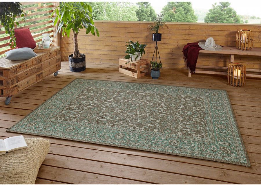 Northrugs Binnen & buiten vloerkleed Konya groen taupe 140x200 cm