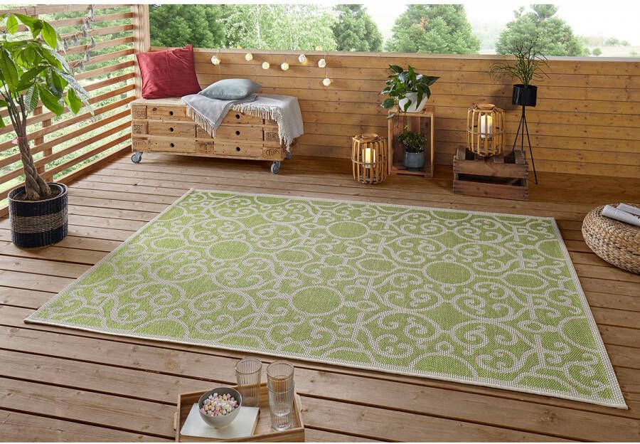 Northrugs Binnen & buiten vloerkleed Nebo groen taupe 70x140 cm