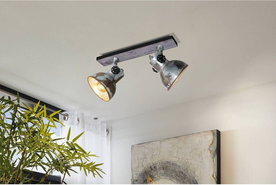 EGLO Spotlight Barnstaple 2 lampen bruin-patina en zwart