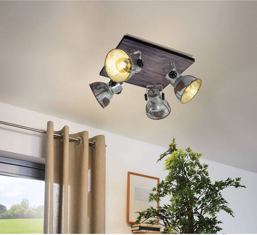 EGLO  Barnstaple - wandlamp - 4-lichts - E27 - bruin-patina zwart oud-zink-look