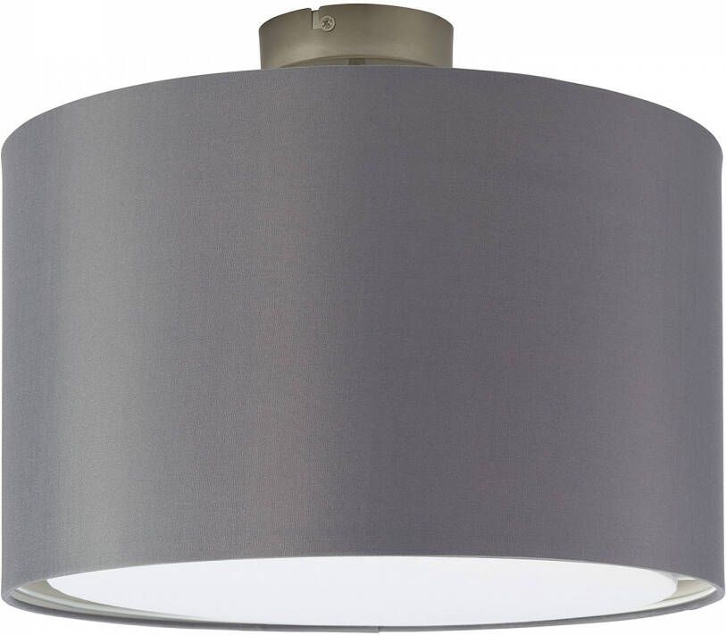 Brilliant Leuchten Plafondlamp Clarie 40 cm diameter e27 max. 60w met grijze stoffen kap metaal textiel - Foto 6