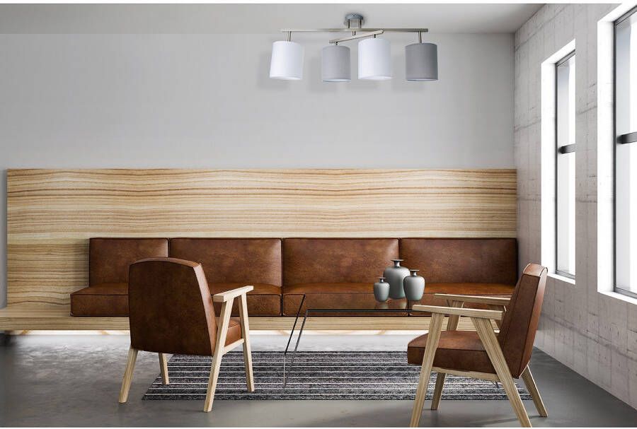 Näve Plafondlamp Tilde 4 x e27 textiels kappen elk 2 x in grijs en wit flexibel verstelbaar (1 stuk) - Foto 5