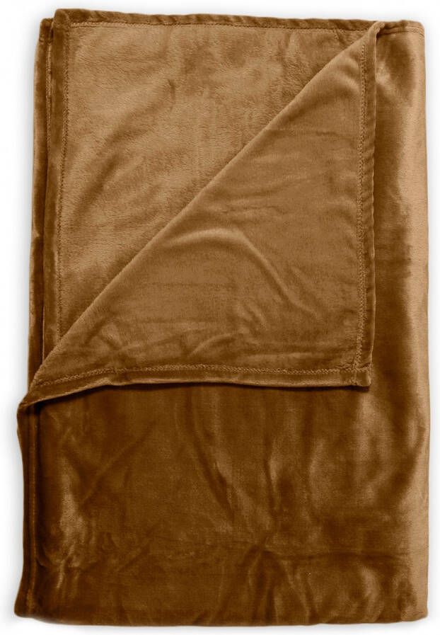 Zohome Plaid Cara Warme deken voor op de bank Zacht 140x200 Bruin