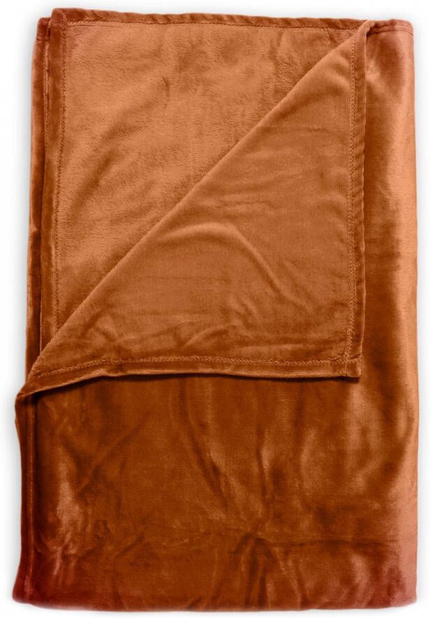 Zohome Plaid Cara Warme deken voor op de bank Zacht 140x200 Oranje