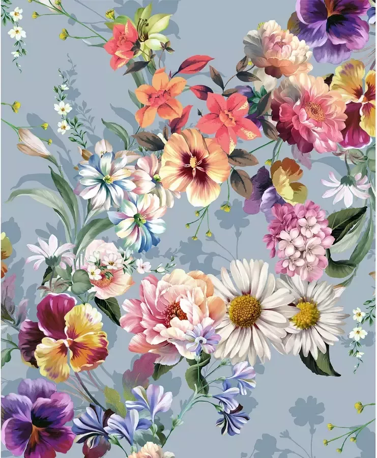 Descanso Plaid NOVARA Zeer zacht knuffeldeken 130x160 cm omkeerbaar bloemen grijs