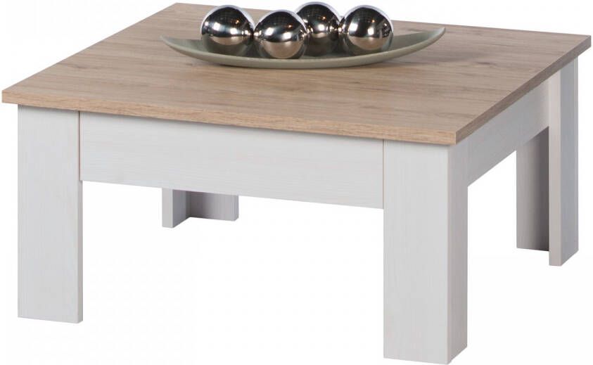 Emob Salontafel Armando 78 x 78cm met 1 lade eik wit Salontafels outlet Wit; Bruin Spaanplaat Salontafels outlet Op voorraad - Foto 5