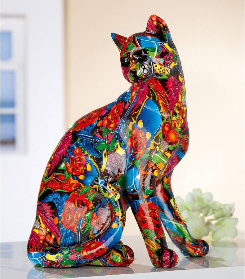 GILDE Decoratief figuur popart kat Decoratief object dierfiguur hoogte 29 cm woonkamer (1 stuk)