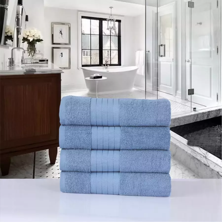 Good morning Handdoeken Uni met een mooie rand (4 stuks) - Foto 1