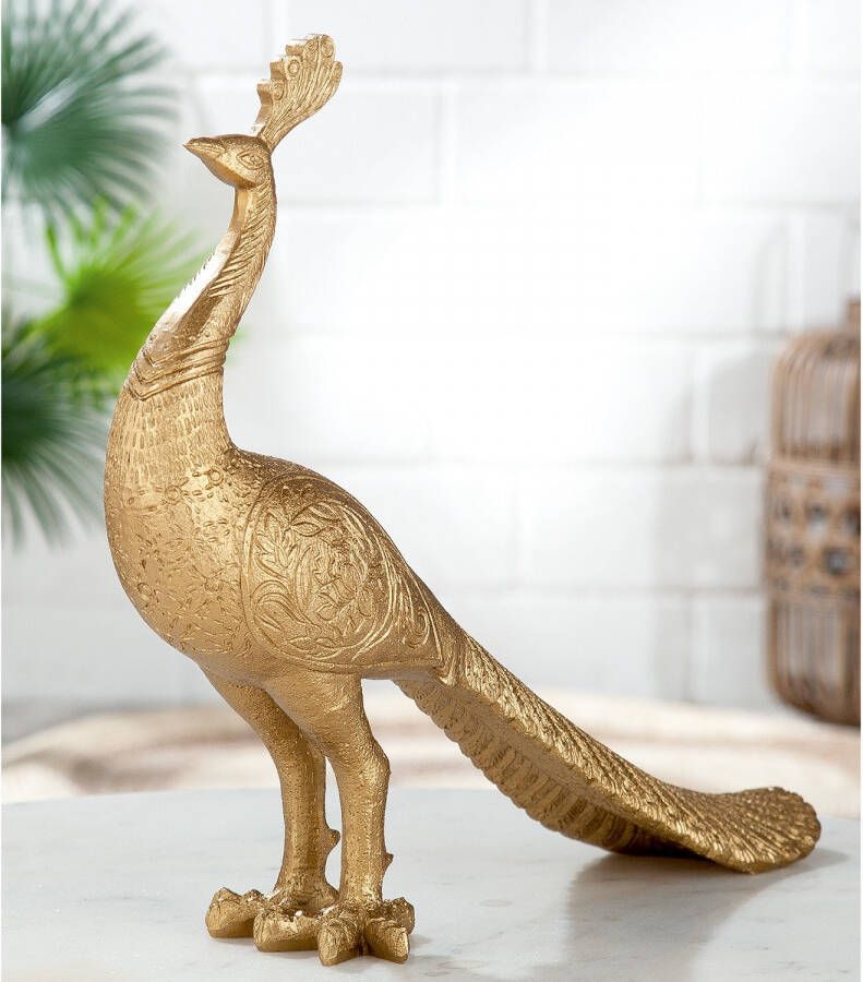 Casablanca by Gilde Decoratief figuur Dierfiguur pauw goud Decoratief object hoogte 37 cm woonkamer (1 stuk) - Foto 1