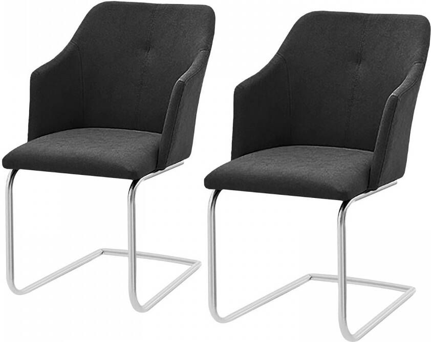 MCA furniture Eetkamerstoel Madita 4 voet stoel B-hoekig Stoel belastbaar tot max. 140 kg (set 2 stuks) - Foto 1