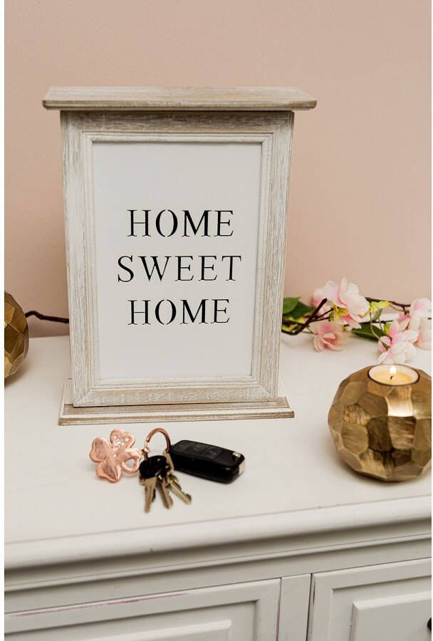 Home affaire Sleutelkastje Home Sweet home wit met 6 haken & opschrift shabby look