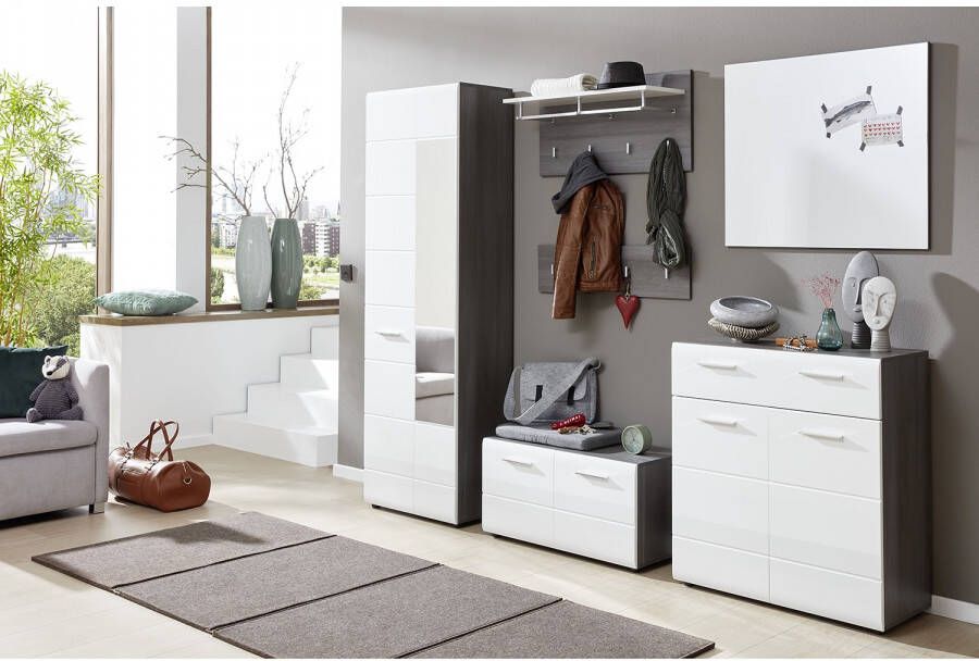 Trendteam smart living garderobe spiegel wandspiegel Line 80 x 70 x 2 cm front corpus: Sardegna rookzilver melamine met groot zicht - Foto 2