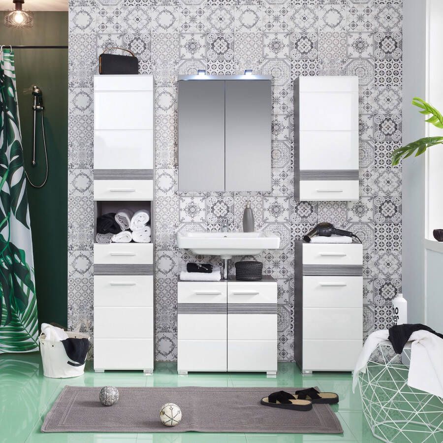 Trendteam smart living badkamerspiegelkast Nightlife 65 x 80 x 21 cm in wit met veel opbergruimte