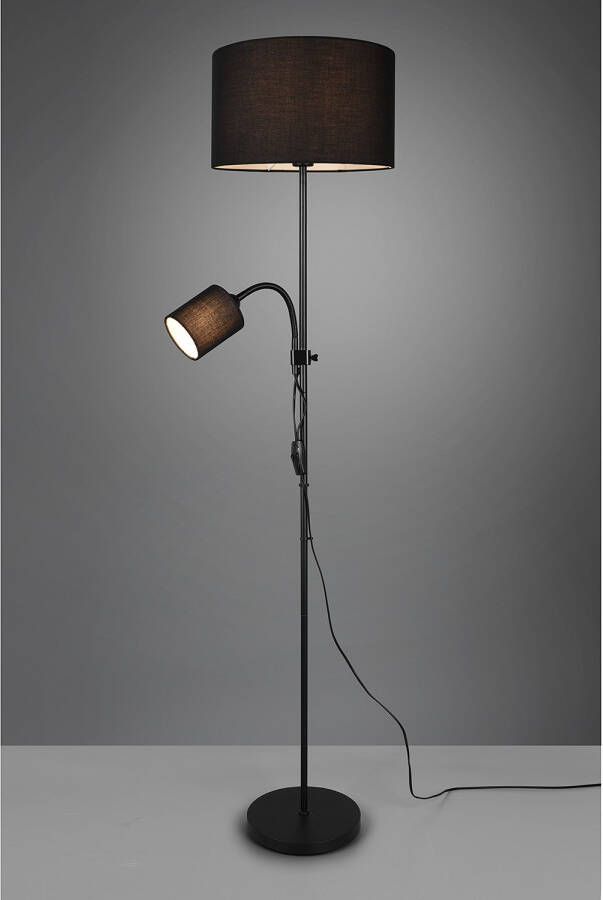 TRIO Leuchten Owen vloerlamp met zwarte lampenkap 160 cm hoog