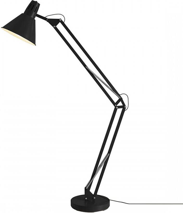 Brilliant Leuchten Staande lamp WInston 1 8m hoogte e27 max. 60 w draaibaar zwart metaal voetschakelaar - Foto 4
