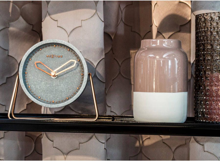 NeXtime Tafelklok 17.5x15.5x5cm Polyresin- Grijs