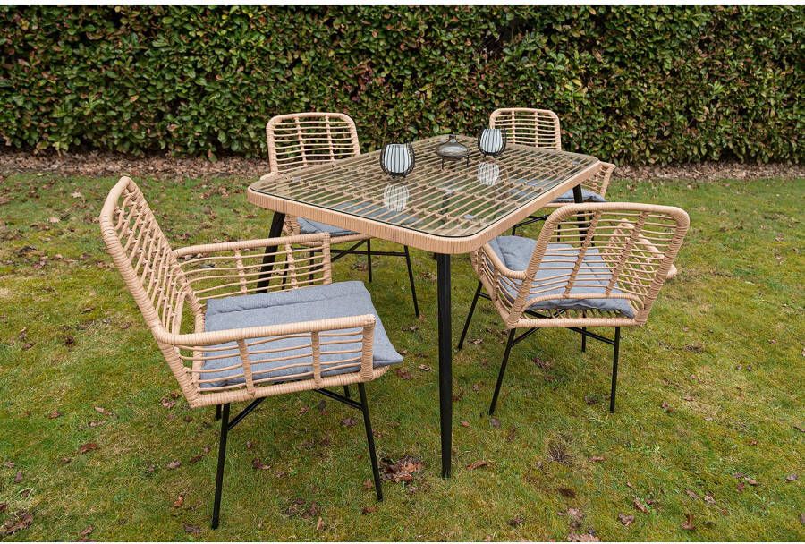 My Flair Tuin-eethoek 1 tafel 4 stoelen (5-delig)