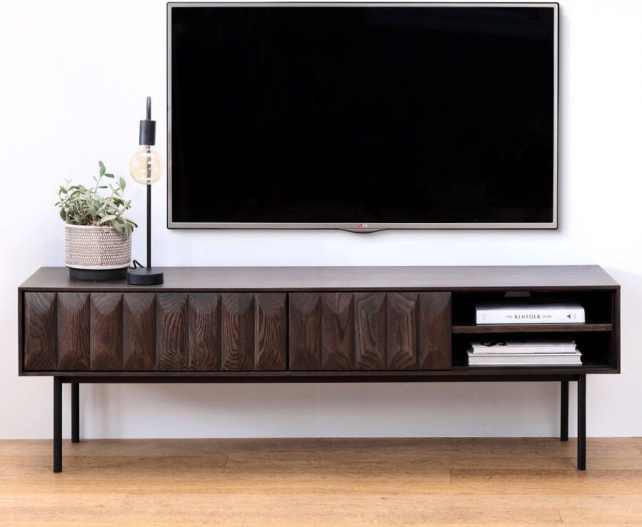 Giga Living Tv-meubel Eikenhout Donkerbruin 160cm 2 Deurs Kast Latina - Foto 2