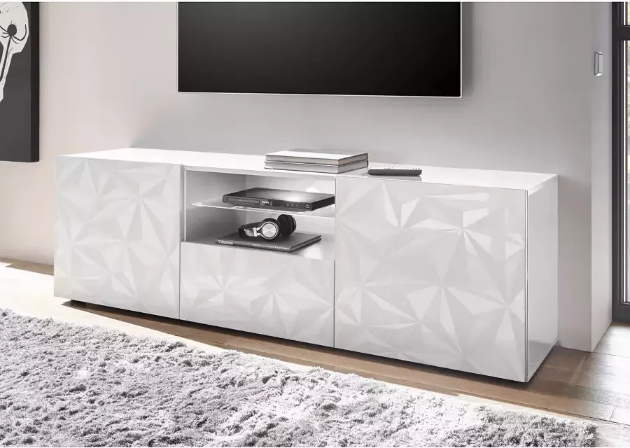 Anders Tv-meubel Glanzend wit gelakt L 181 x D 43 x H 57 cm PARIGI