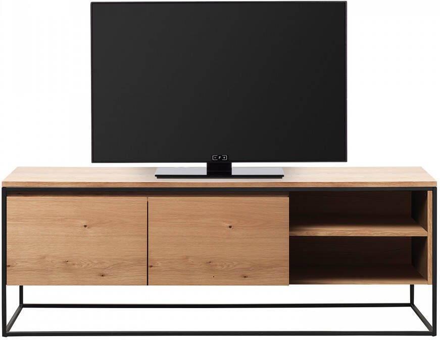 Hioshop Rivoli Tv-meubel 2 Deuren 2 Open Vakken Natuurlijk Eiken Decor Zwart.