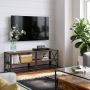 Vasagle TV-meubel TV-tafel lowboard voor TV's tot 60 inch TV-meubel met planken stalen frame TV-plank voor woonkamer slaapkamer vintage bruin-zwart - Thumbnail 1