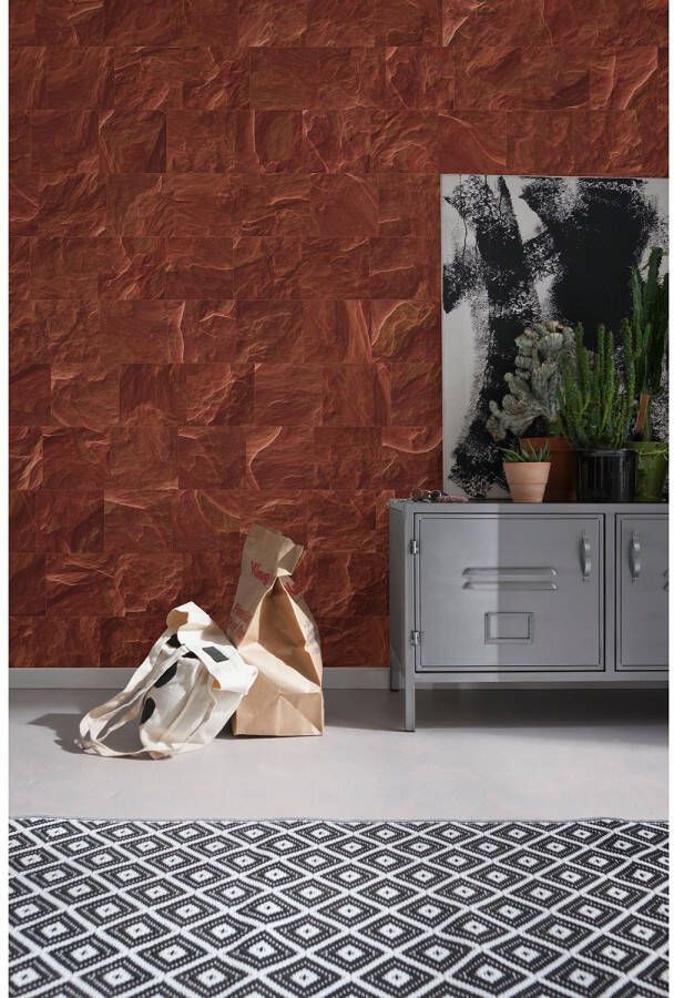 Komar Vliesbehang Vliestapete Red Slate Tiles 400x280 cm (breedte x hoogte) - Foto 4