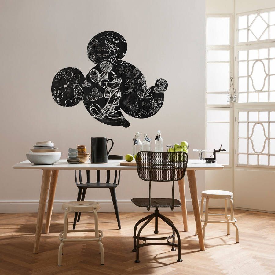 Komar Vliesbehang Mickey Head Illustration 125 x 125 cm (breedte x hoogte) rond en zelfklevend (1 stuk)