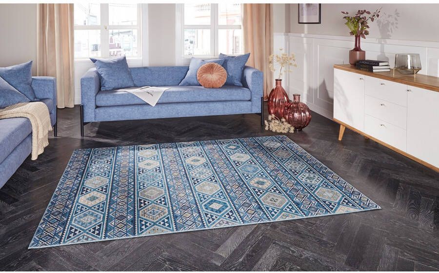 Elle Decoration Kelim vloerkleed Anatolian saffierblauw 160x230 cm