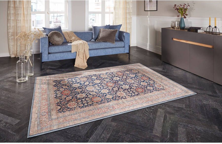 Elle Decoration Oosters vloerkleed Mahal marineblauw 80x150 cm