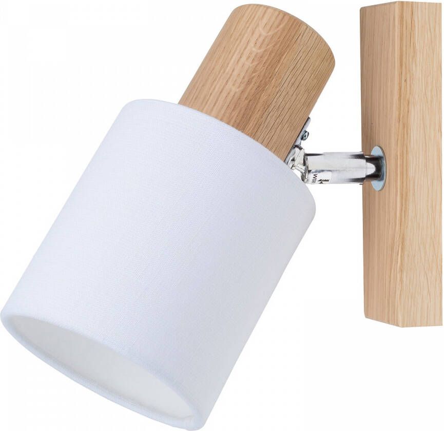 SPOT Light Plafondlamp TREEHOUSE Natuurproduct van eikenhout met flexibele lampenkop kap van stof - Foto 4