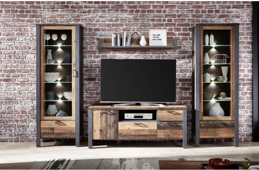 Emob Wandplank Carthago 133cm oud hout antraciet Woonaccessoires outlet Bruin; Antraciet Spaanplaat Woonaccessoires outlet Op voorraad - Foto 2