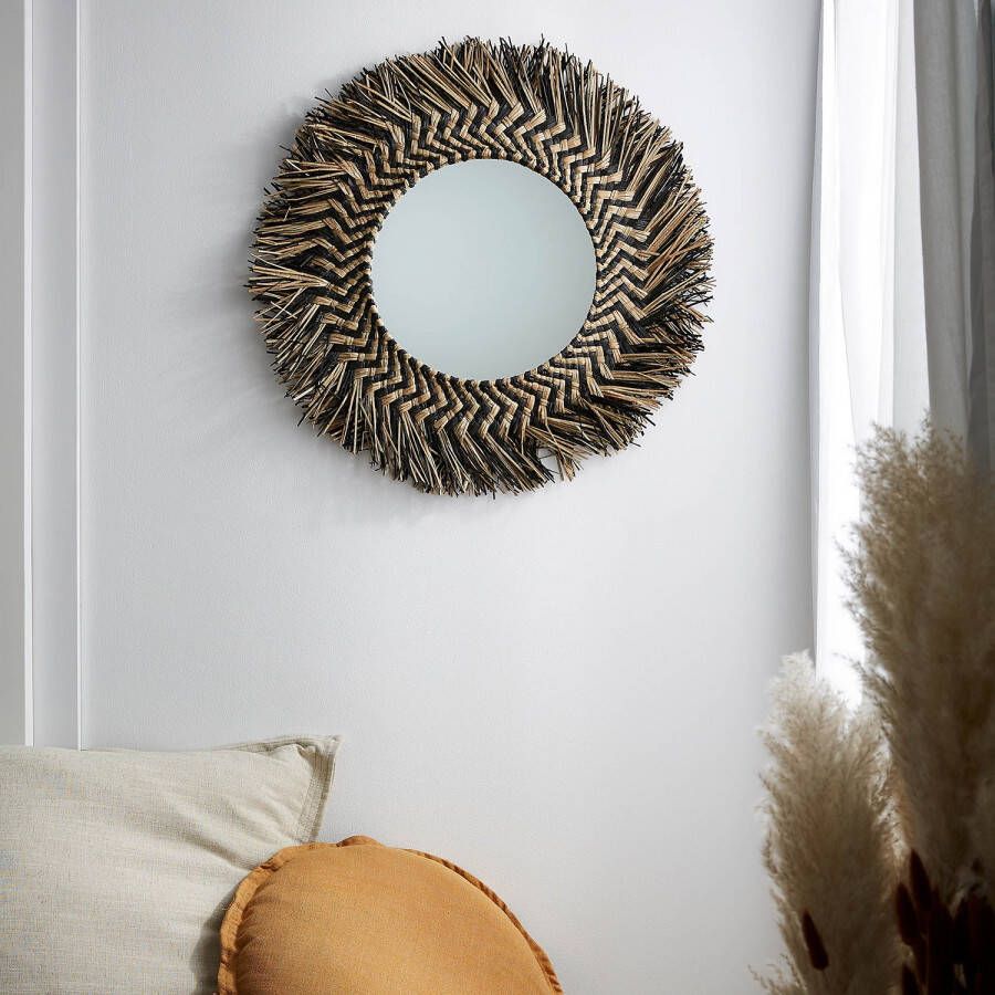 Kave Home Takashi spiegel van natuurlijke vezels Ø 60 cm
