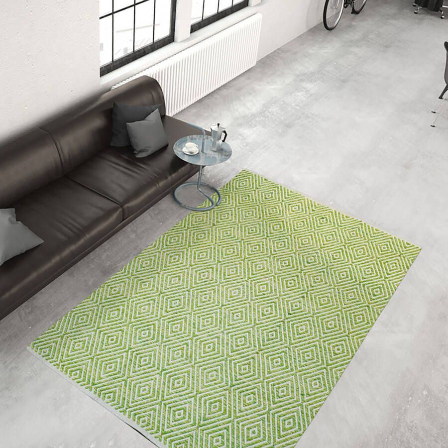Kayoom Groen vloerkleed 120x170 cm Symmetrisch patroon Geruit Modern