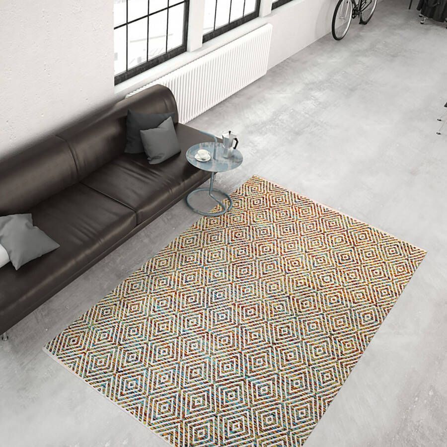 Kayoom Multicolor vloerkleed 160x230 cm Symmetrisch patroon Geruit Modern