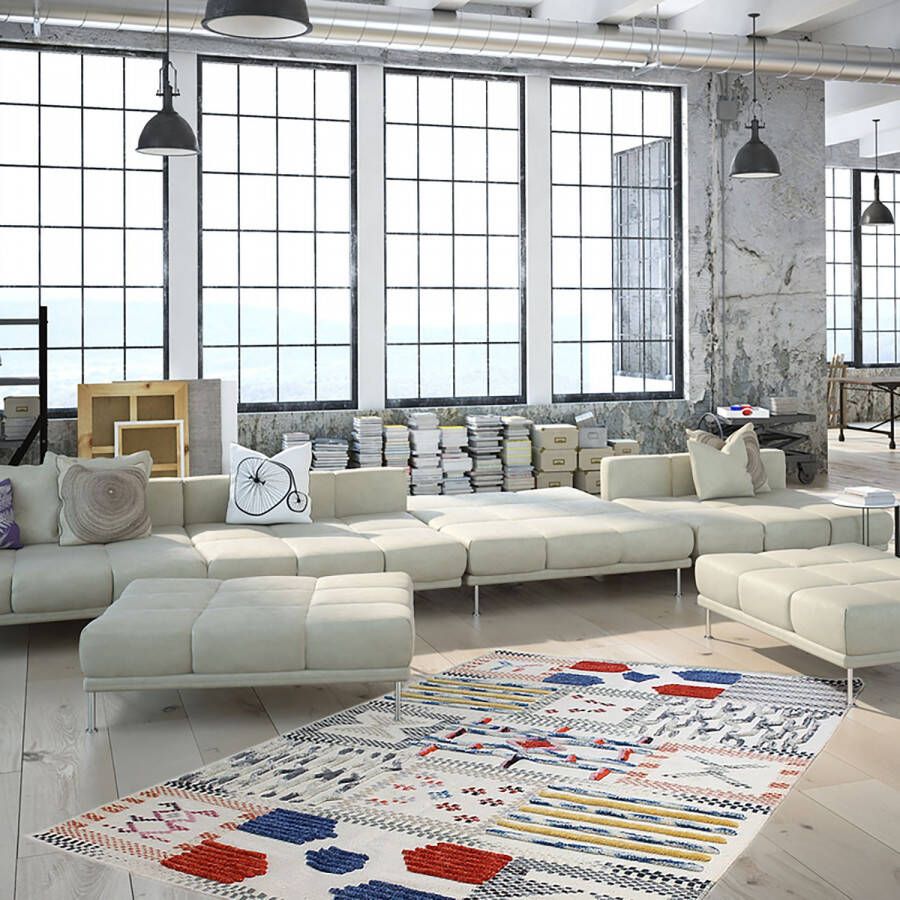 PremiumX Kayoom Wollen vloerkleed met prachtig patroon en geweldige kleur 80 x 150 Ivory