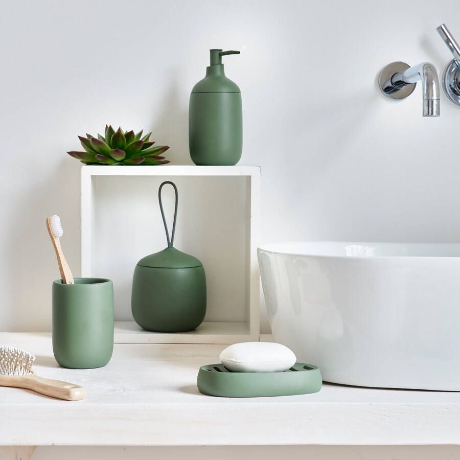 Zeller Zeeppompje|dispenser kunststeen salie groen 16 cm