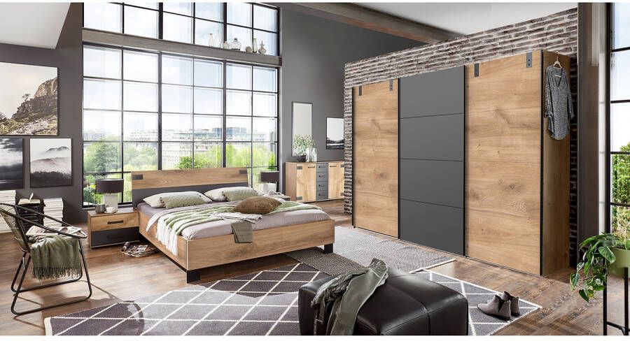 Wimex Zweefdeurkast Malmö kledingkast optioneel met of zonder spiegel Kledingkast in industriële stijl 225 of 270 cm breed - Foto 13