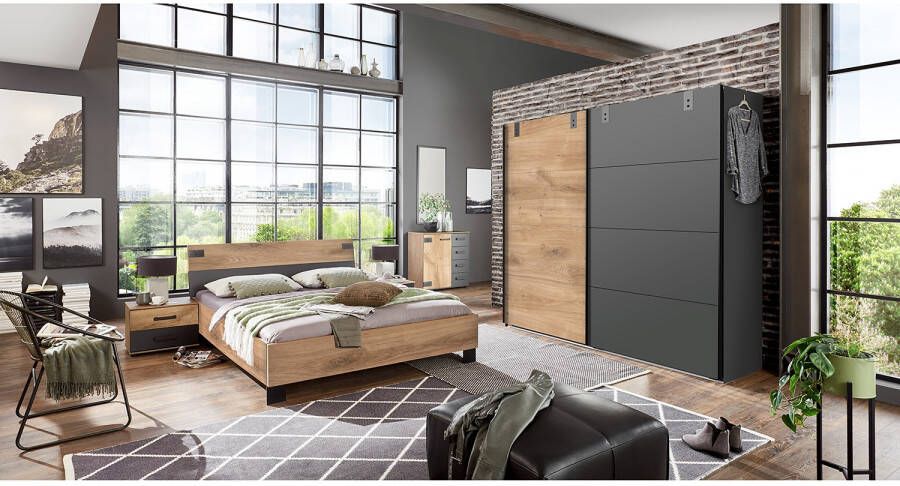 Wimex Zweefdeurkast Malmö kledingkast optioneel met of zonder spiegel Kledingkast in industriële stijl 225 of 270 cm breed - Foto 12