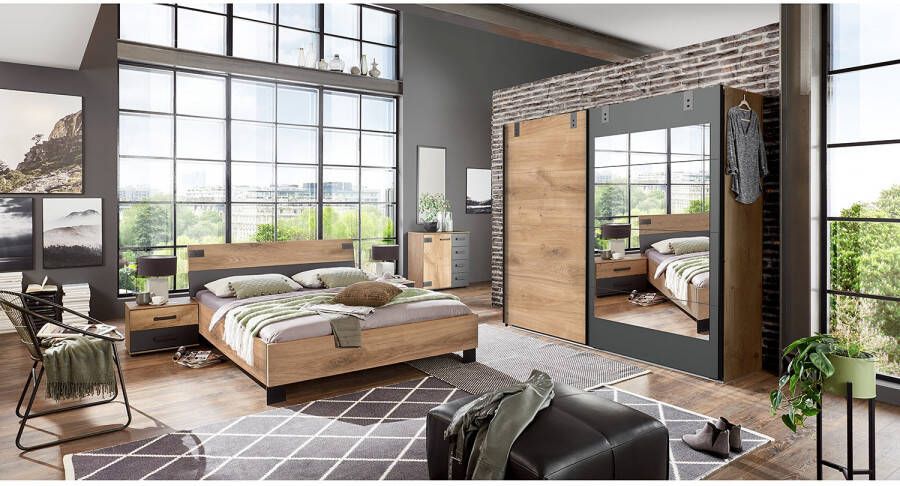 Wimex Zweefdeurkast Malmö kledingkast optioneel met of zonder spiegel Kledingkast in industriële stijl 225 of 270 cm breed - Foto 20