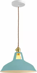 QUVIO Hanglamp industrieel Open bovenkant kap Diameter 31 cm Turquoise