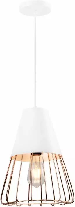 QUVIO Hanglamp langwerpig wit met rosegoud frame QUV5179L-WHITE - Foto 1