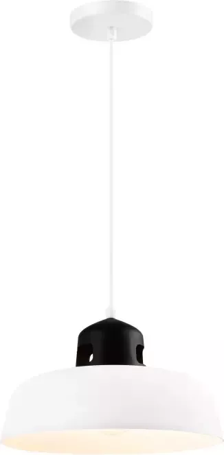 QUVIO Hanglamp industrieel Simplistisch design D 30 cm Wit en zwart - Foto 1