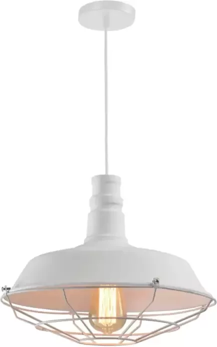 QUVIO Hanglamp landelijk Schaal met rooster Diameter 36 cm Wit - Foto 1