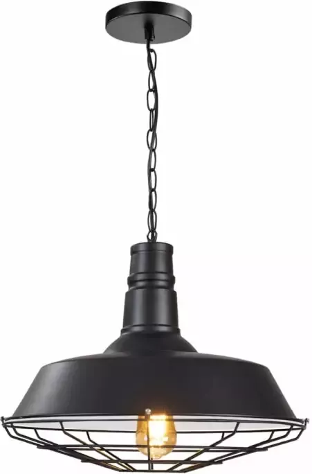 QUVIO Hanglamp landelijk Schaal met rooster Diameter 36 cm Zwart - Foto 2