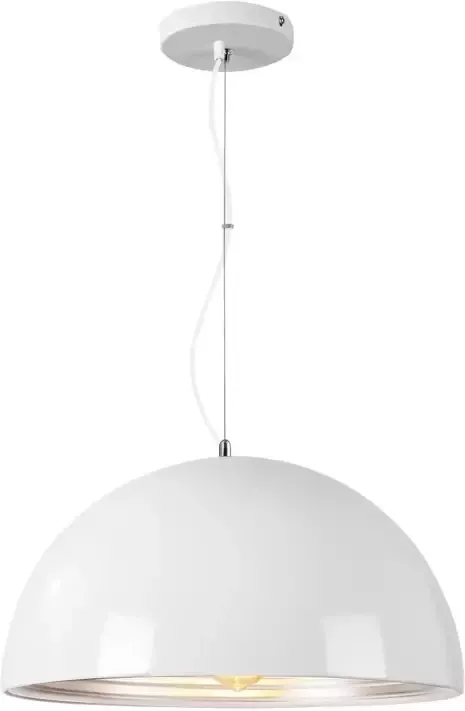 QUVIO Hanglamp modern Koepel groot Diameter 60 cm Wit en zilver - Foto 1