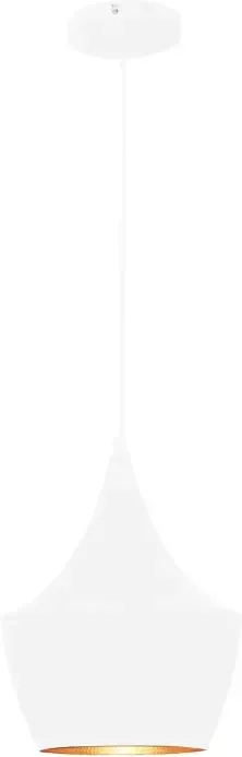 QUVIO Hanglamp modern Rond met koperen binnenkant Diameter 25 cm Wit
