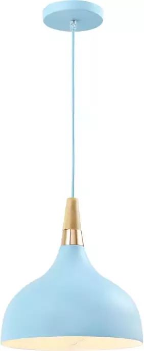 QUVIO Hanglamp retro Simplistisch hoog design Houten kop D 30 cm Blauw