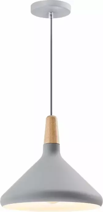 QUVIO Hanglamp Scandinavisch Hoog design Houten kop D 26 cm Grijs - Foto 1